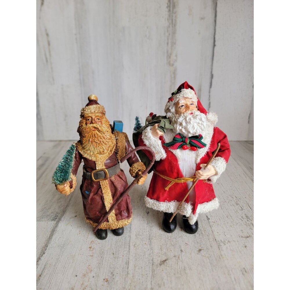Santa Claus figure set cane vintage home decor Xmas tree